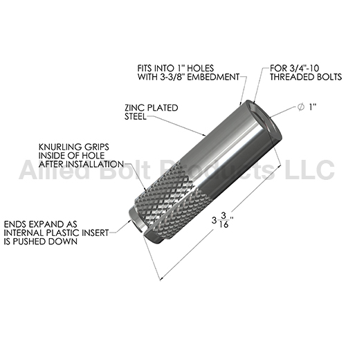 3/4" DROP IN ANCHOR Allied Bolt Products LLC