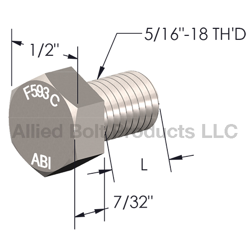 516 18 X 12 18 8 Stainless Steel Hex Cap Screw Allied