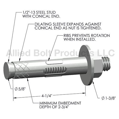 5 16 x 1 3 4 anchor sleeve bolt